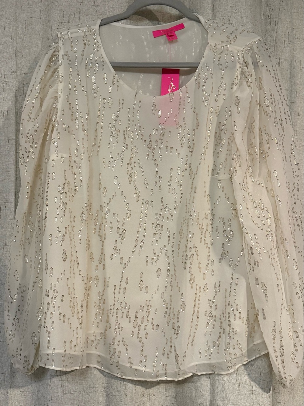 Lilly Pulitzer Ivory Sequin Chiffon Blouse